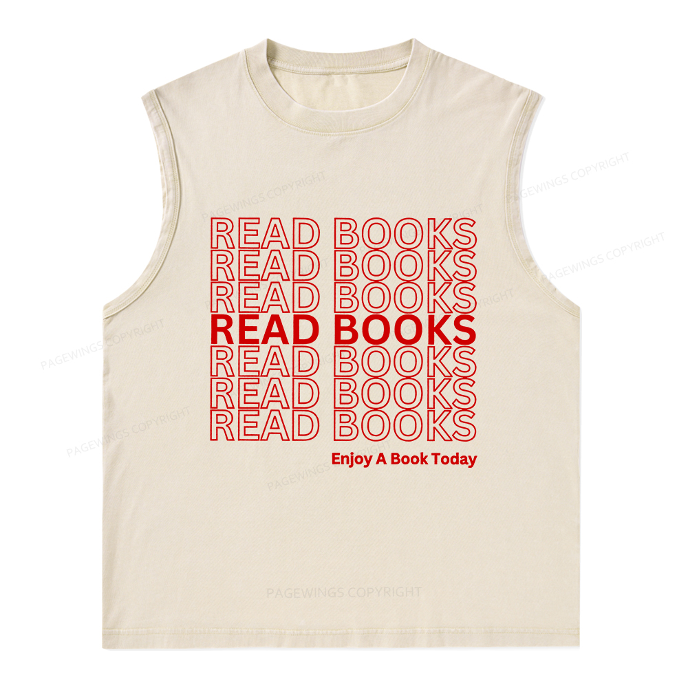 Pagewings Read Books Librarian Unisex Washed Tank Top