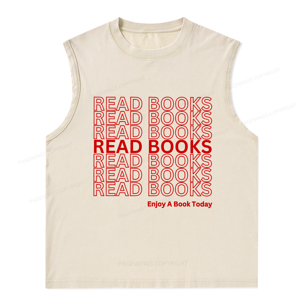 Pagewings Read Books Librarian Unisex Washed Tank Top