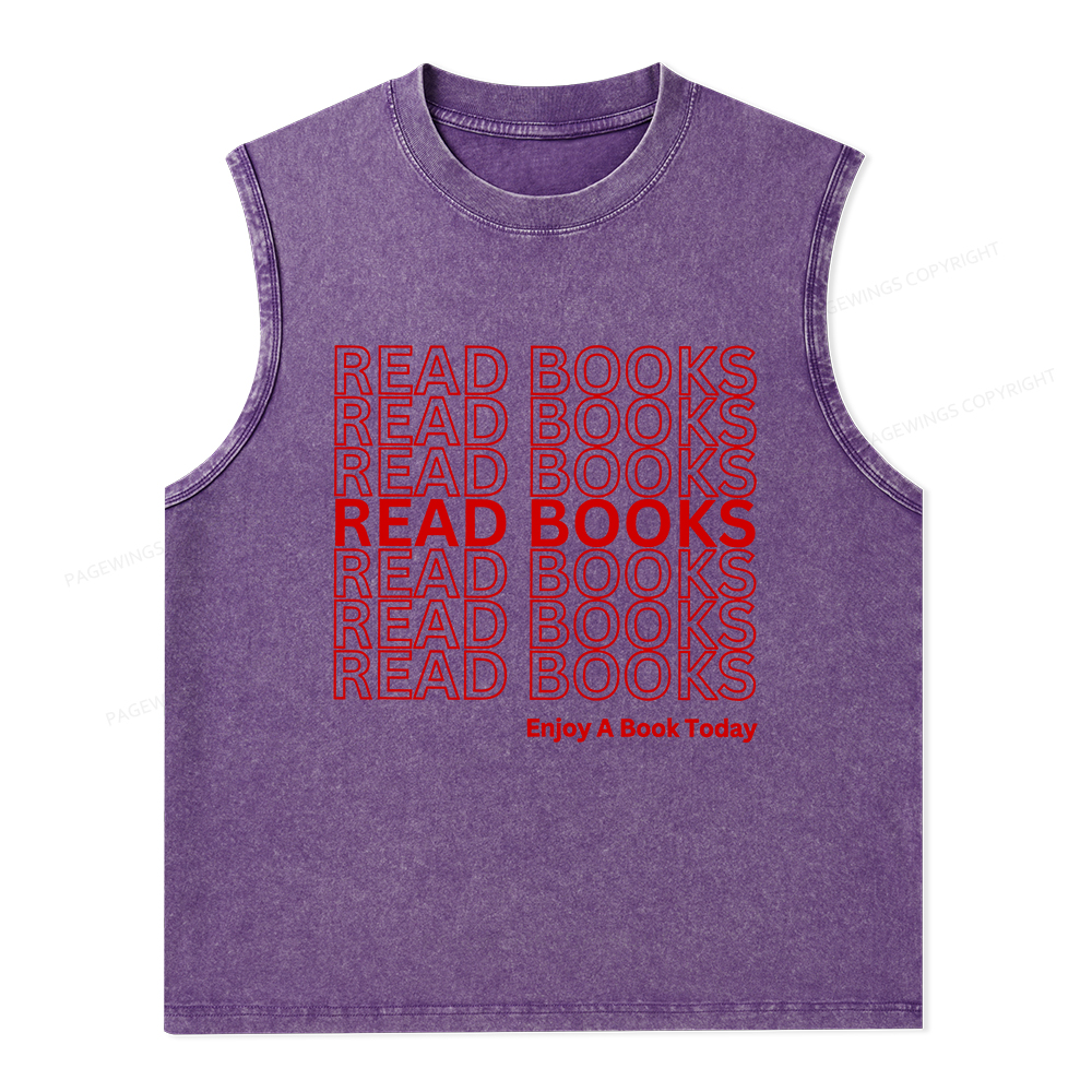 Pagewings Read Books Librarian Unisex Washed Tank Top