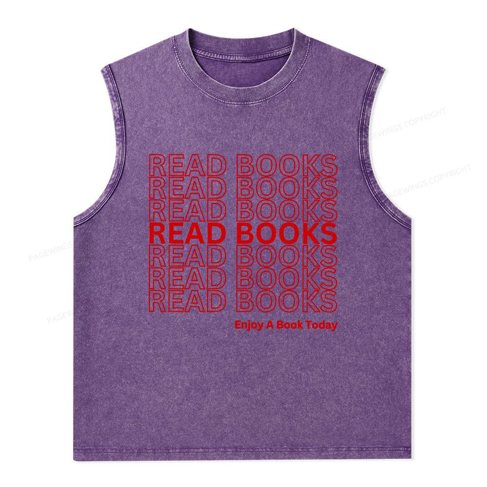 Pagewings Read Books Librarian Unisex Washed Tank Top