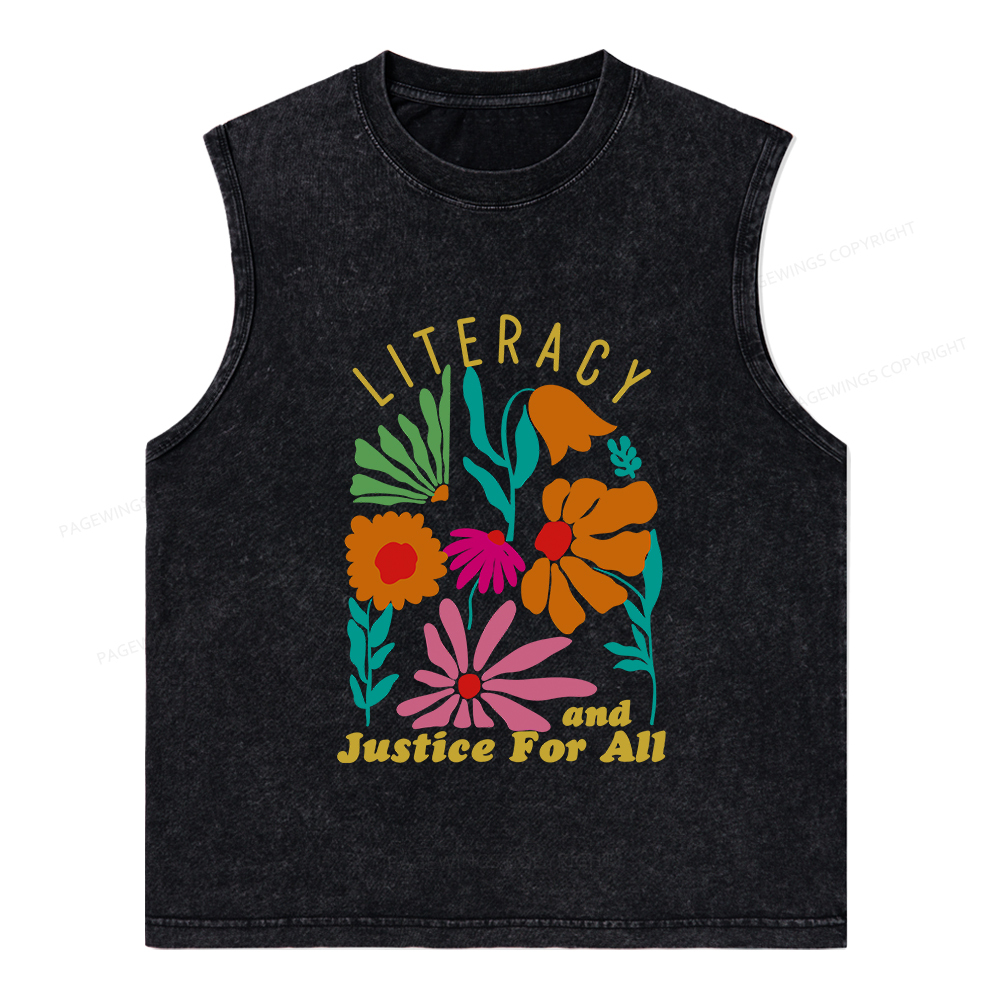 Pagewings Literacy And Justice Unisex Washed Tank Top