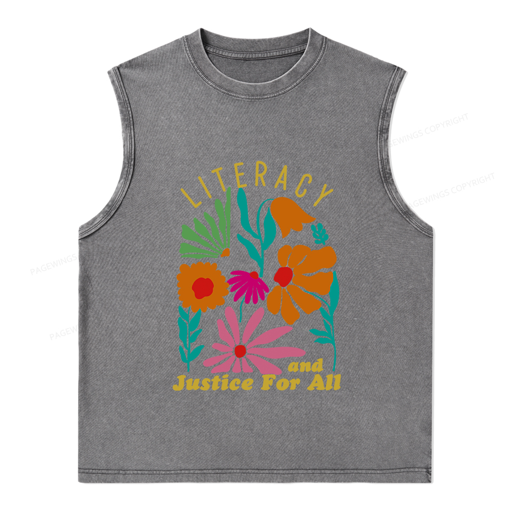 Pagewings Literacy And Justice Unisex Washed Tank Top