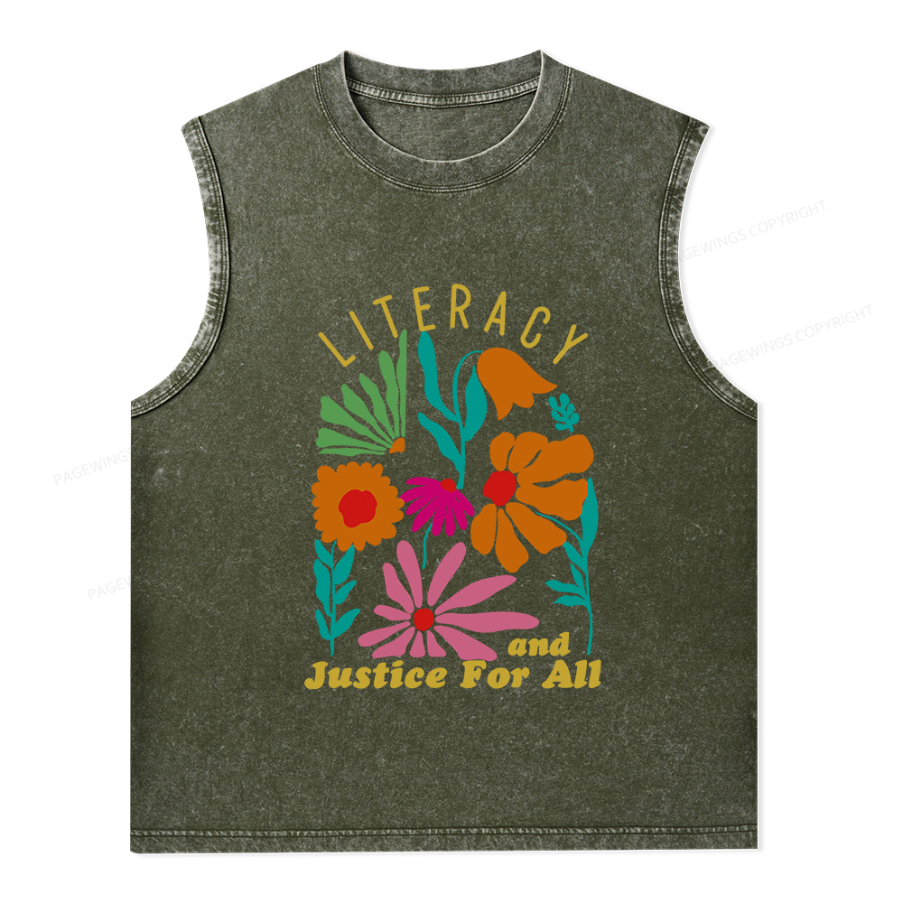Pagewings Literacy And Justice Unisex Washed Tank Top