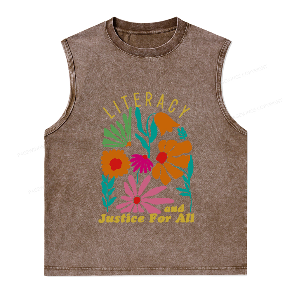 Pagewings Literacy And Justice Unisex Washed Tank Top