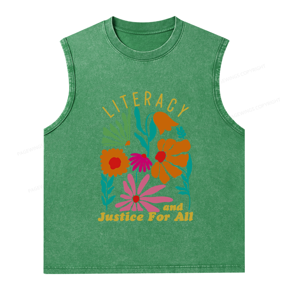 Pagewings Literacy And Justice Unisex Washed Tank Top