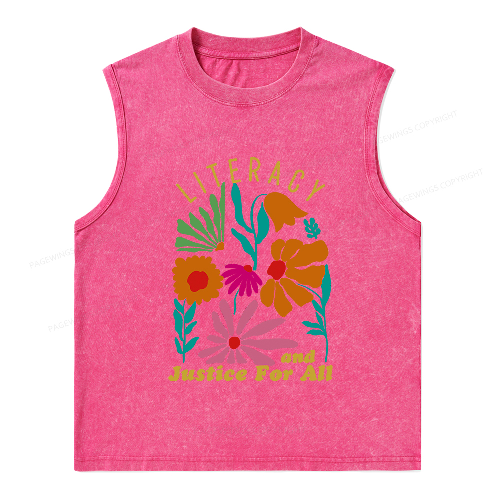 Pagewings Literacy And Justice Unisex Washed Tank Top
