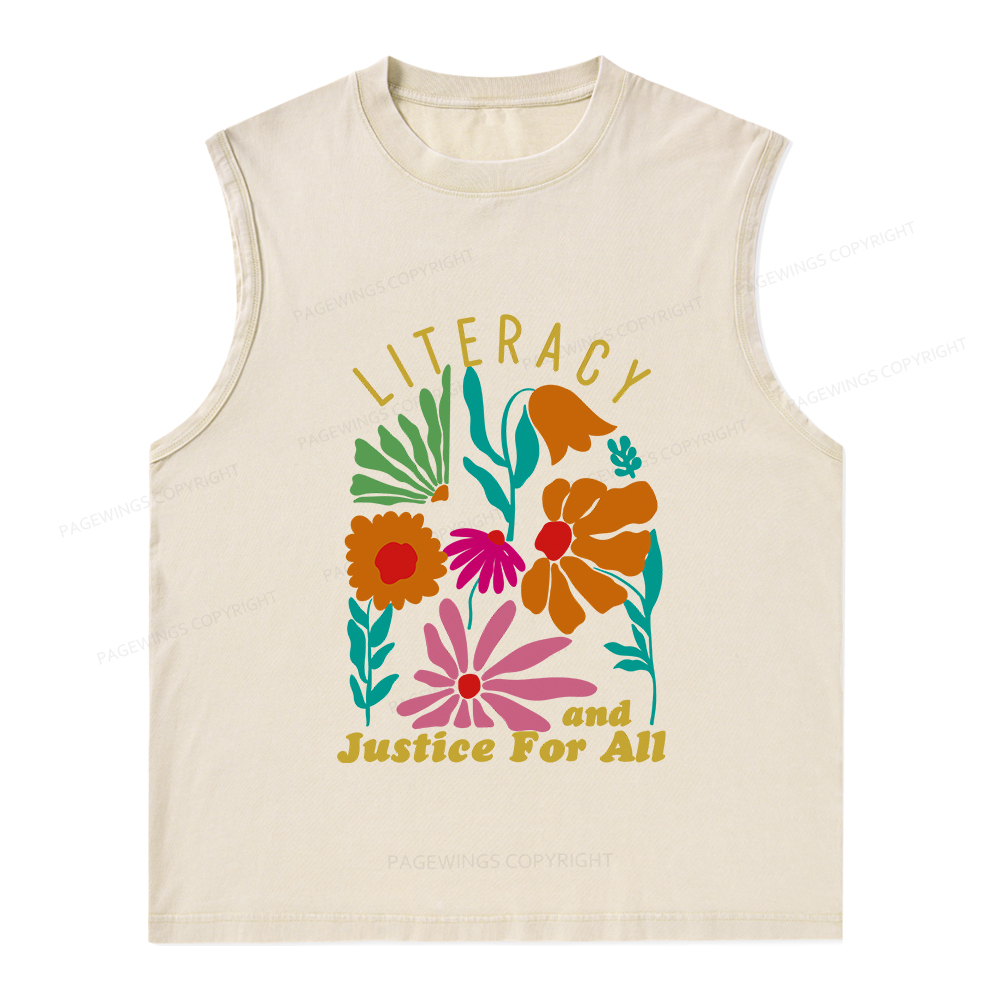 Pagewings Literacy And Justice Unisex Washed Tank Top