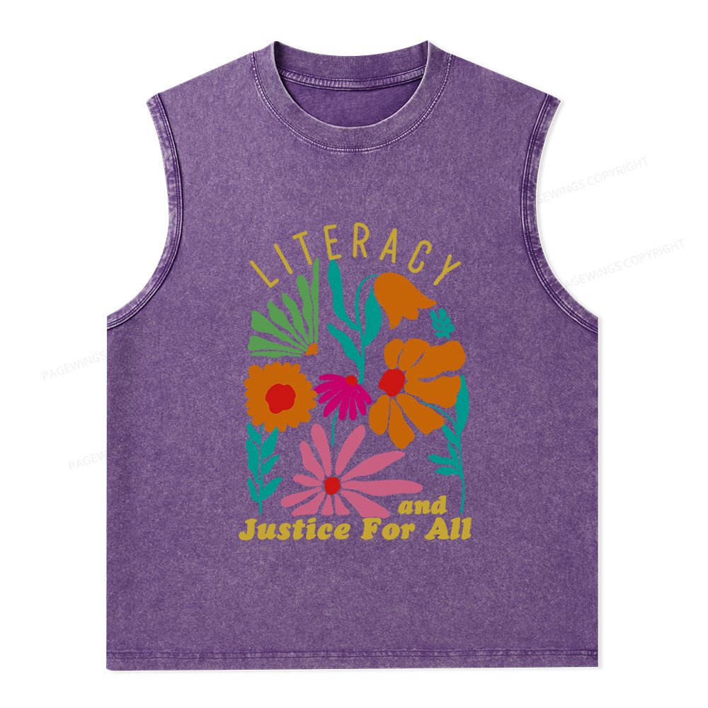 Pagewings Literacy And Justice Unisex Washed Tank Top