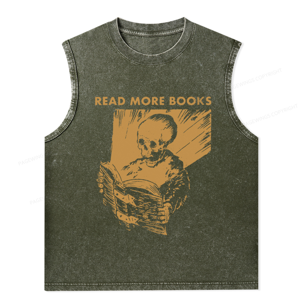 Pagewings Read More Books Unisex Washed Tank Top