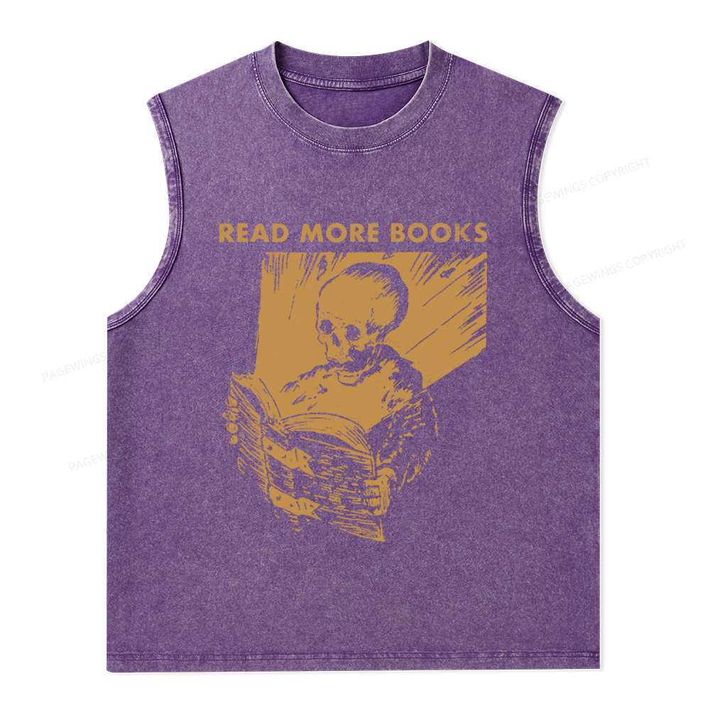 Pagewings Read More Books Unisex Washed Tank Top