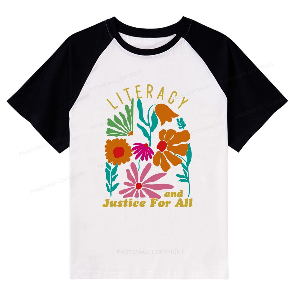 Pagewings Literacy And Justice Raglan T-shirt