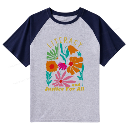 Pagewings Literacy And Justice Raglan T-shirt