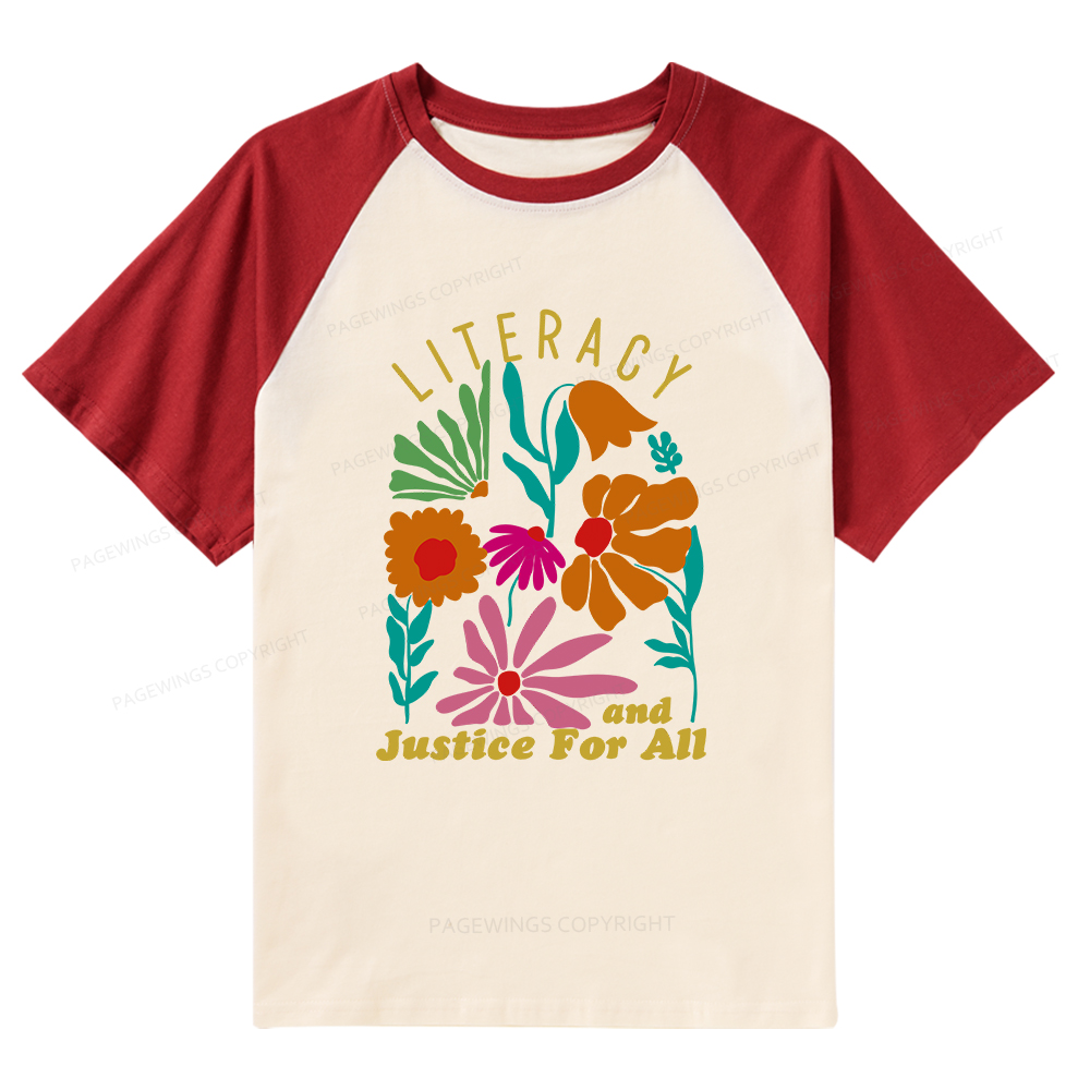 Pagewings Literacy And Justice Raglan T-shirt