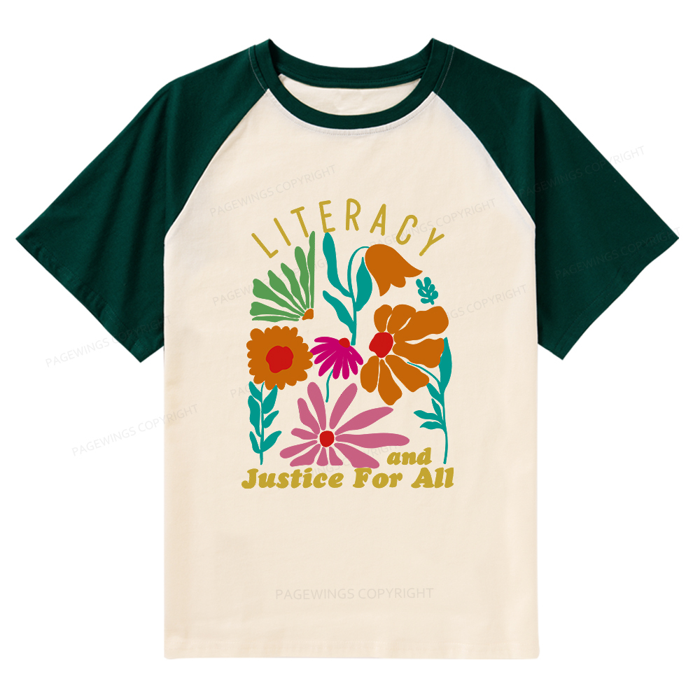 Pagewings Literacy And Justice Raglan T-shirt