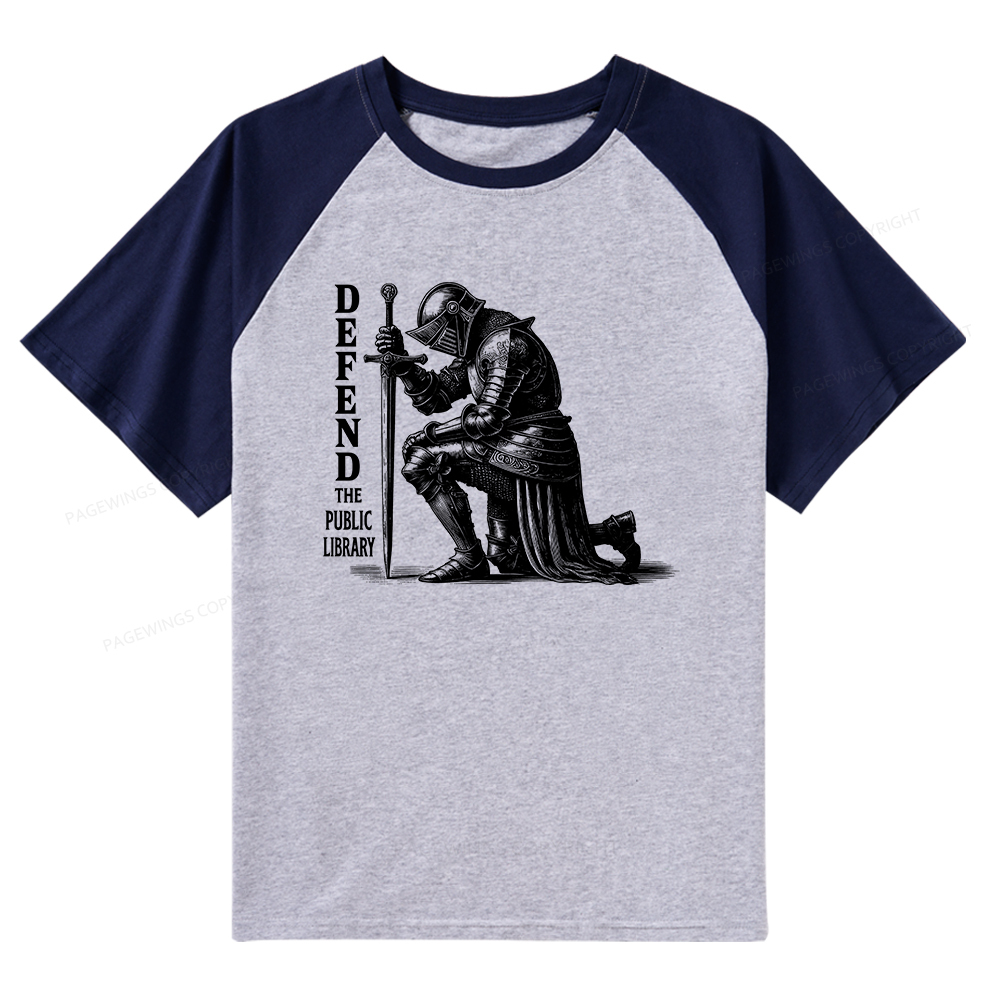Pagewings Defend the Public Library Raglan T-shirt