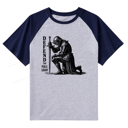 Pagewings Defend the Public Library Raglan T-shirt