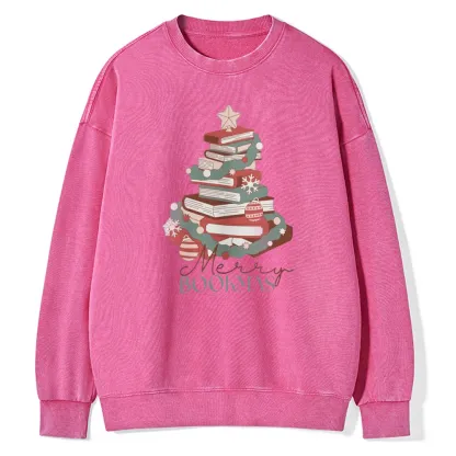 Pagewings Merry Bookmas Unisex Washed Sweatshirt