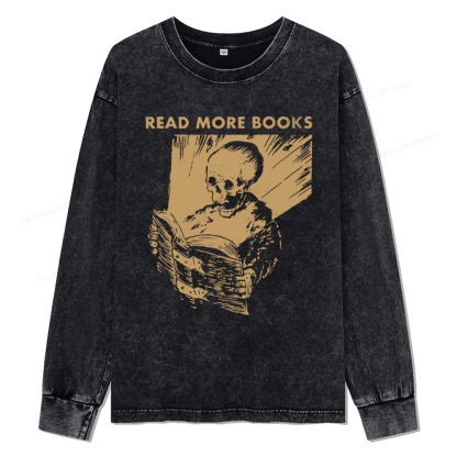 Pagewings Read More Books Unisex Washed Long Sleeve T-shirt