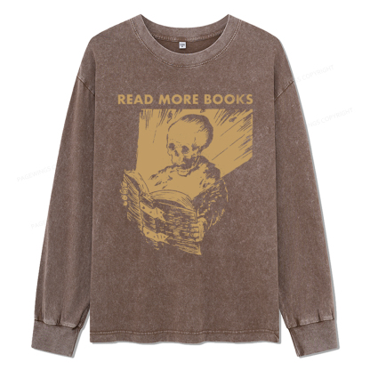 Pagewings Read More Books Unisex Washed Long Sleeve T-shirt
