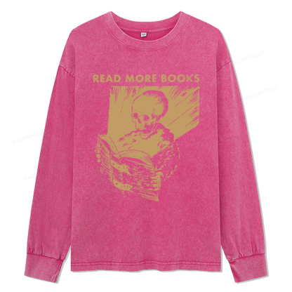 Pagewings Read More Books Unisex Washed Long Sleeve T-shirt