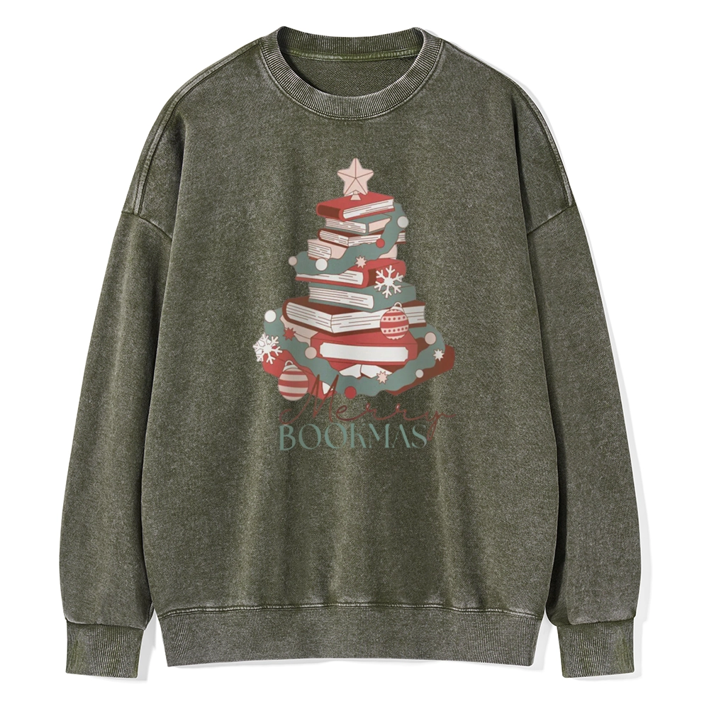 Pagewings Merry Bookmas Unisex Washed Sweatshirt