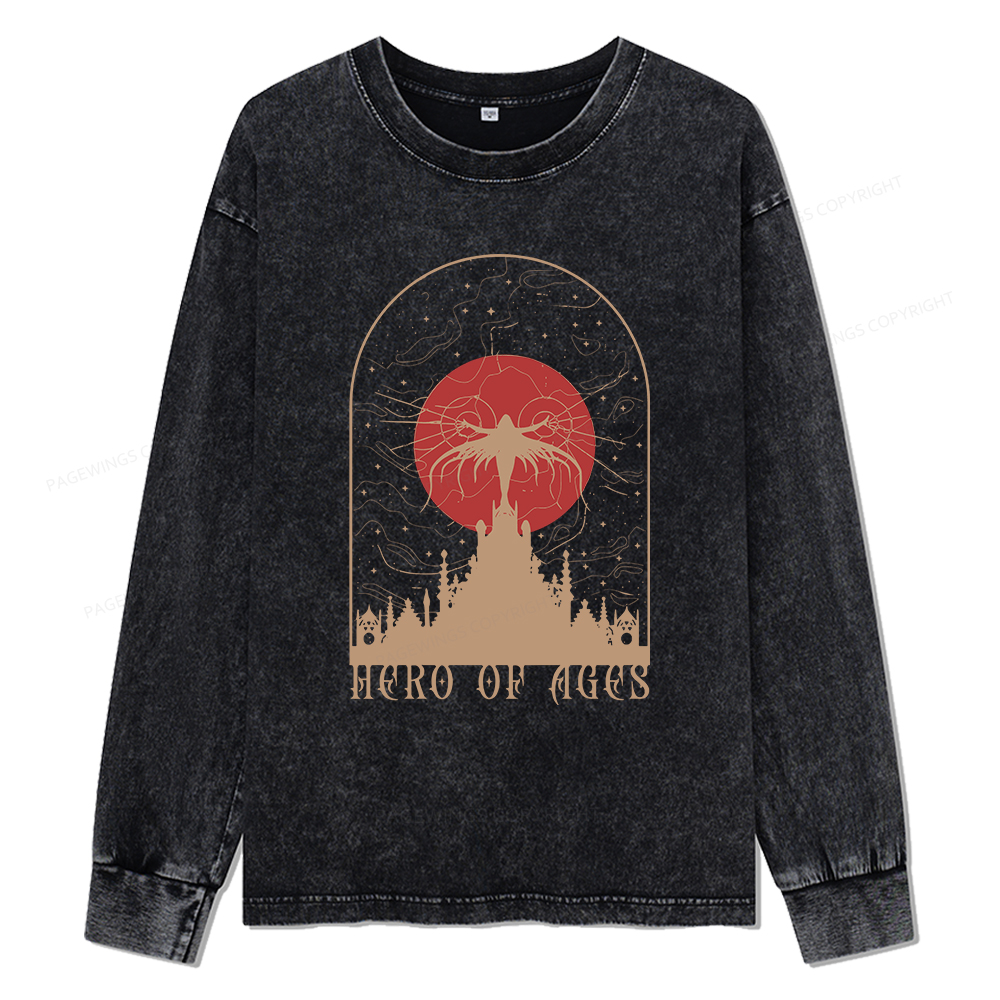 Pagewings Mist Bookish Unisex Washed Long Sleeve T-shirt
