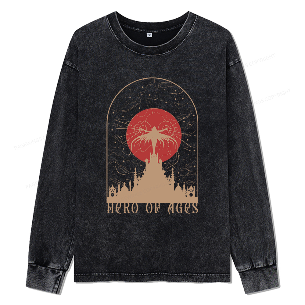 Pagewings Mist Bookish Unisex Washed Long Sleeve T-shirt
