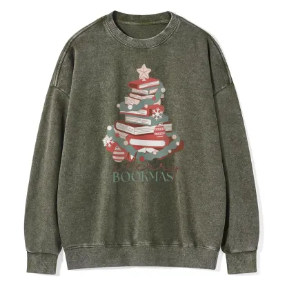 Pagewings Merry Bookmas Unisex Washed Sweatshirt
