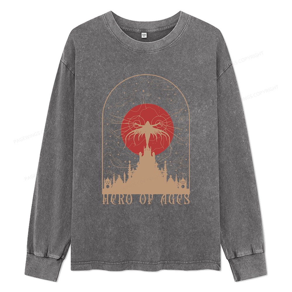 Pagewings Mist Bookish Unisex Washed Long Sleeve T-shirt