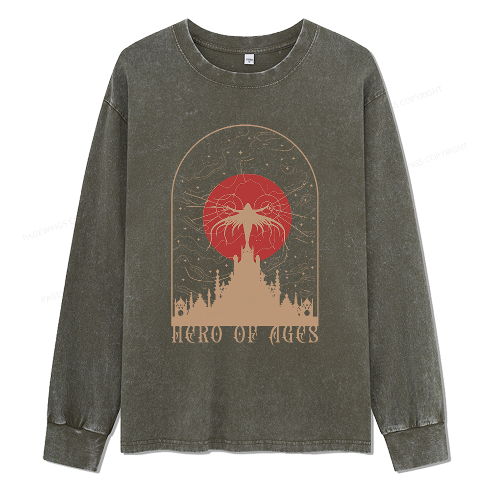 Pagewings Mist Bookish Unisex Washed Long Sleeve T-shirt