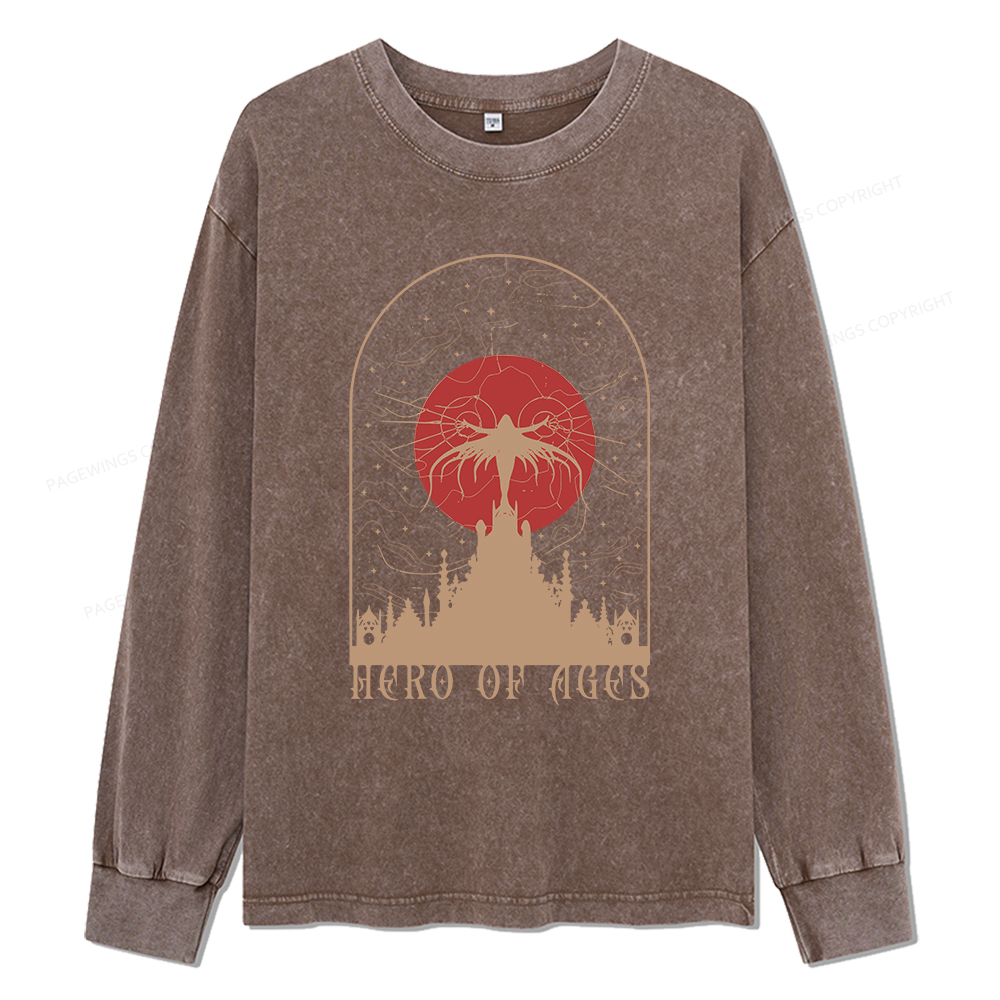 Pagewings Mist Bookish Unisex Washed Long Sleeve T-shirt