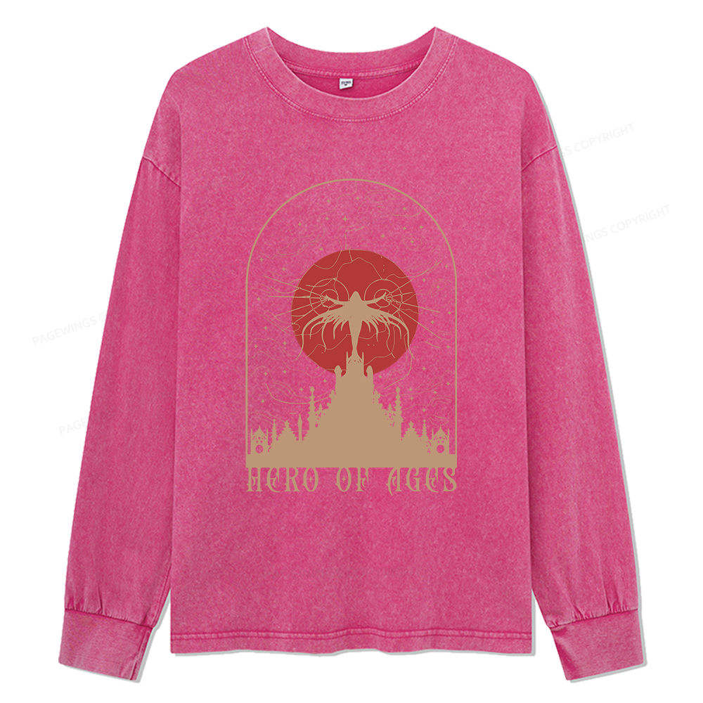 Pagewings Mist Bookish Unisex Washed Long Sleeve T-shirt