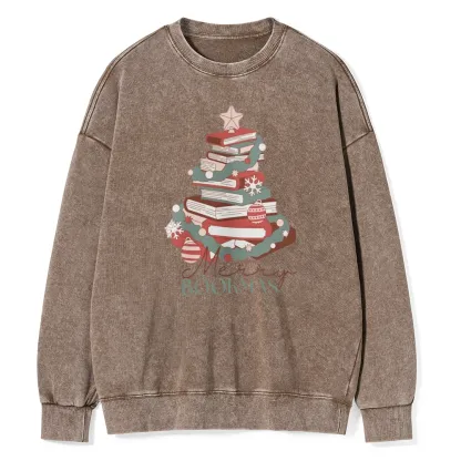 Pagewings Merry Bookmas Unisex Washed Sweatshirt