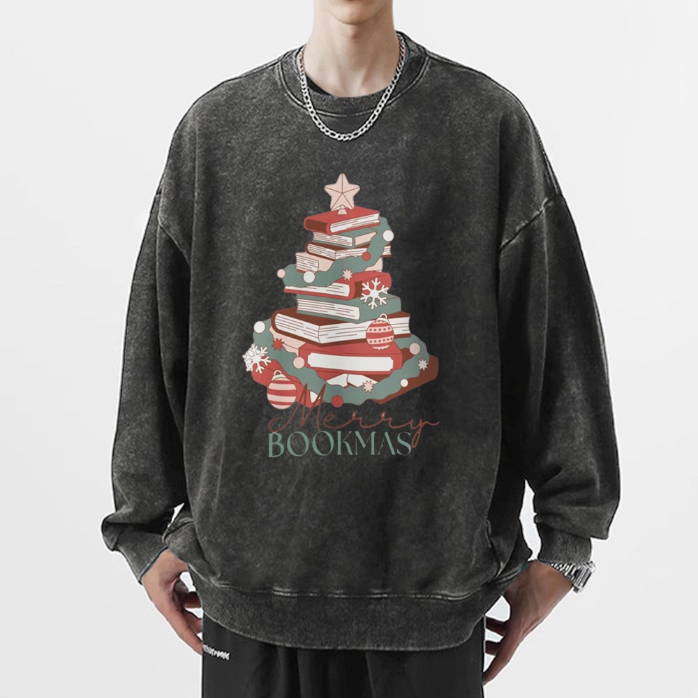 Pagewings Merry Bookmas Unisex Washed Sweatshirt