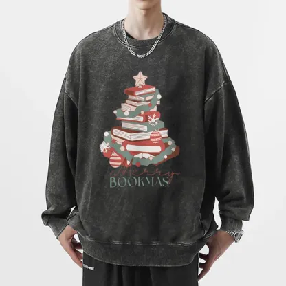 Pagewings Merry Bookmas Unisex Washed Sweatshirt