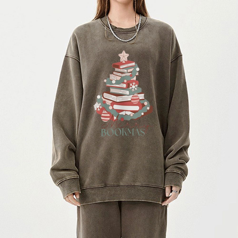Pagewings Merry Bookmas Unisex Washed Sweatshirt
