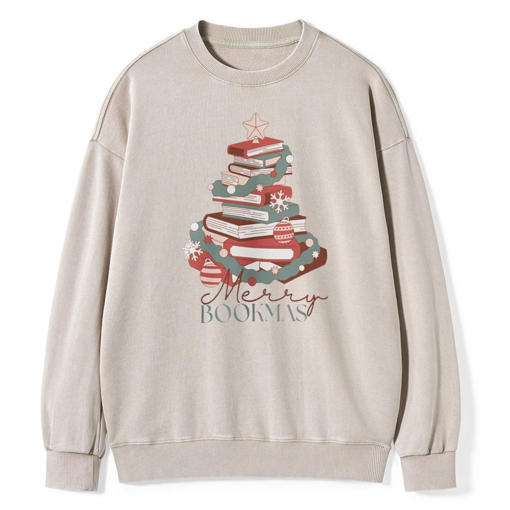 Pagewings Merry Bookmas Unisex Washed Sweatshirt