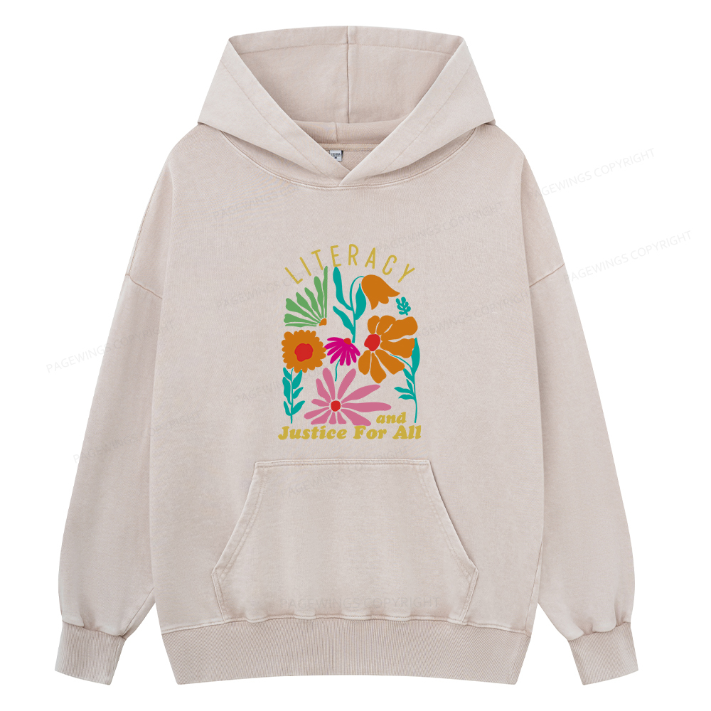 Pagewings Literacy And Justice Unisex Washed Hoodie