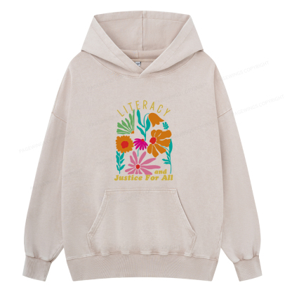 Pagewings Literacy And Justice Unisex Washed Hoodie