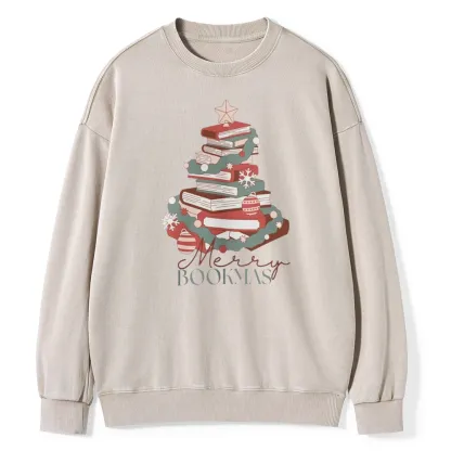 Pagewings Merry Bookmas Unisex Washed Sweatshirt