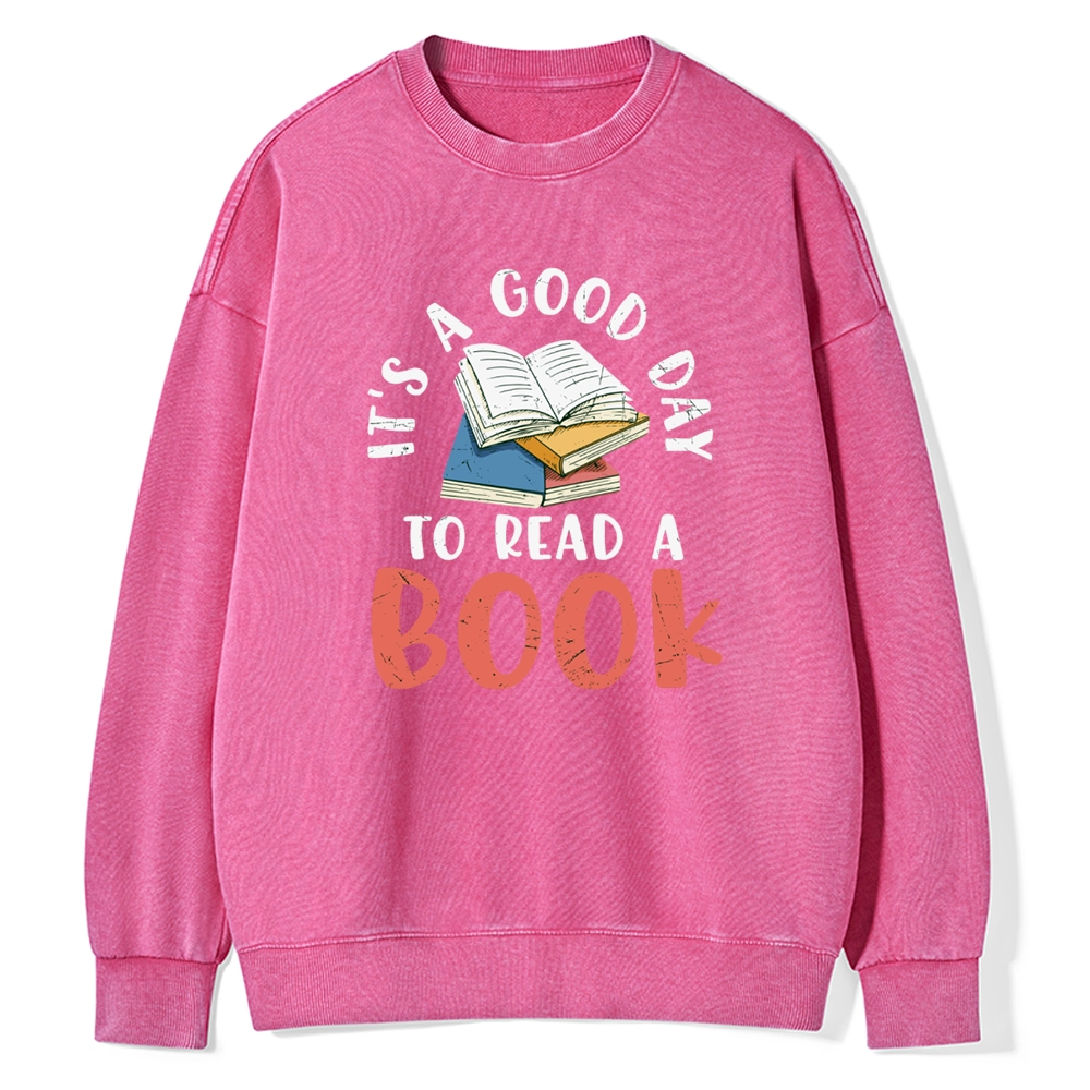 Pagewings It’s a Good Day to Read a Book Unisex Washed Sweatshirt