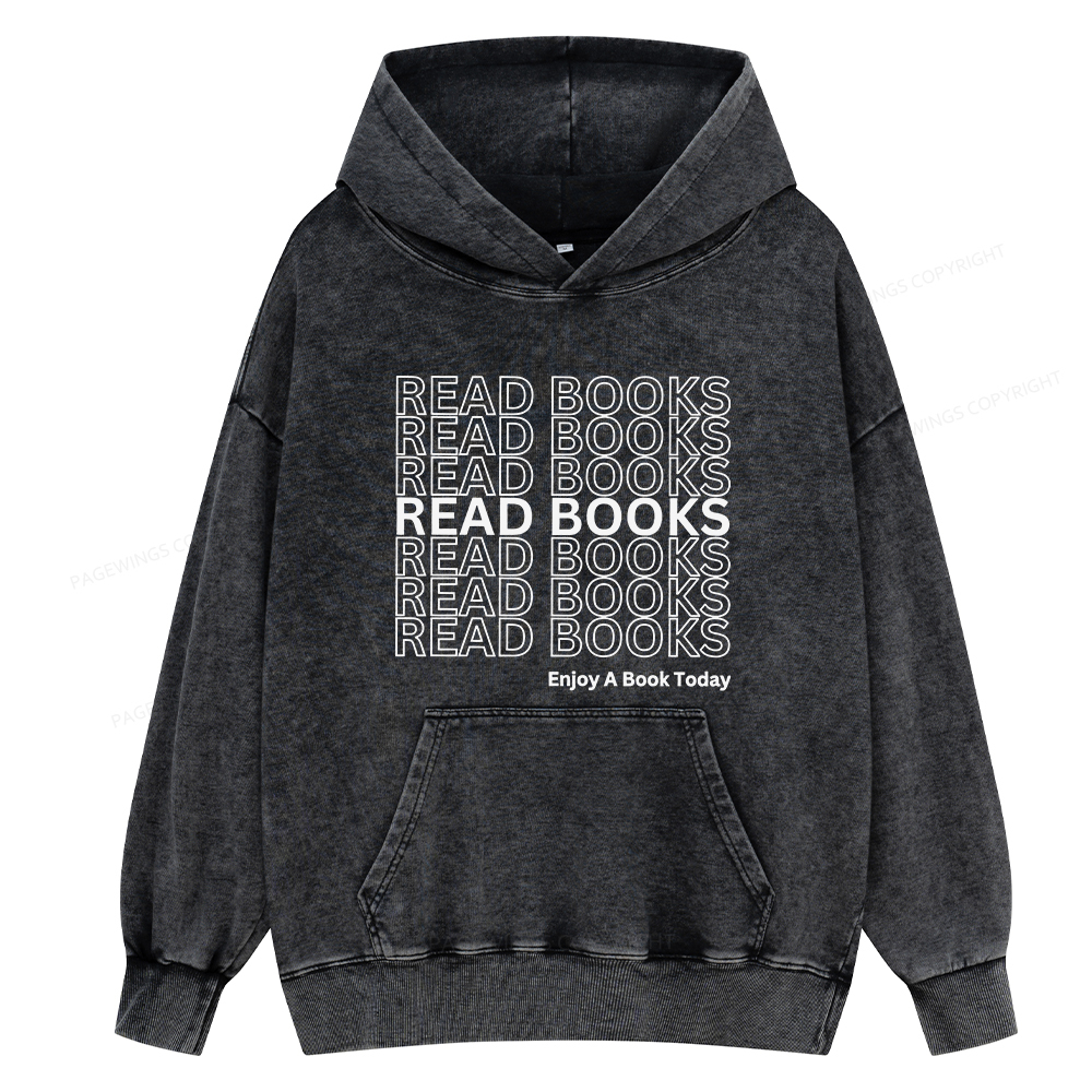 Pagewings Read Books Librarian Unisex Washed Hoodie