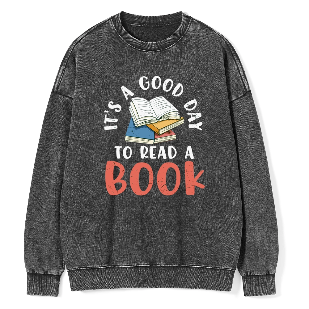 Pagewings It’s a Good Day to Read a Book Unisex Washed Sweatshirt