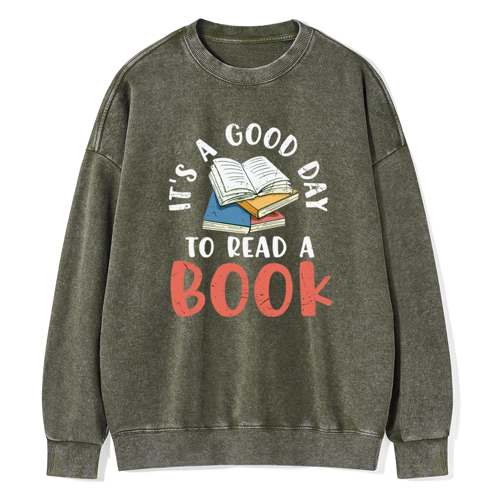 Pagewings It’s a Good Day to Read a Book Unisex Washed Sweatshirt