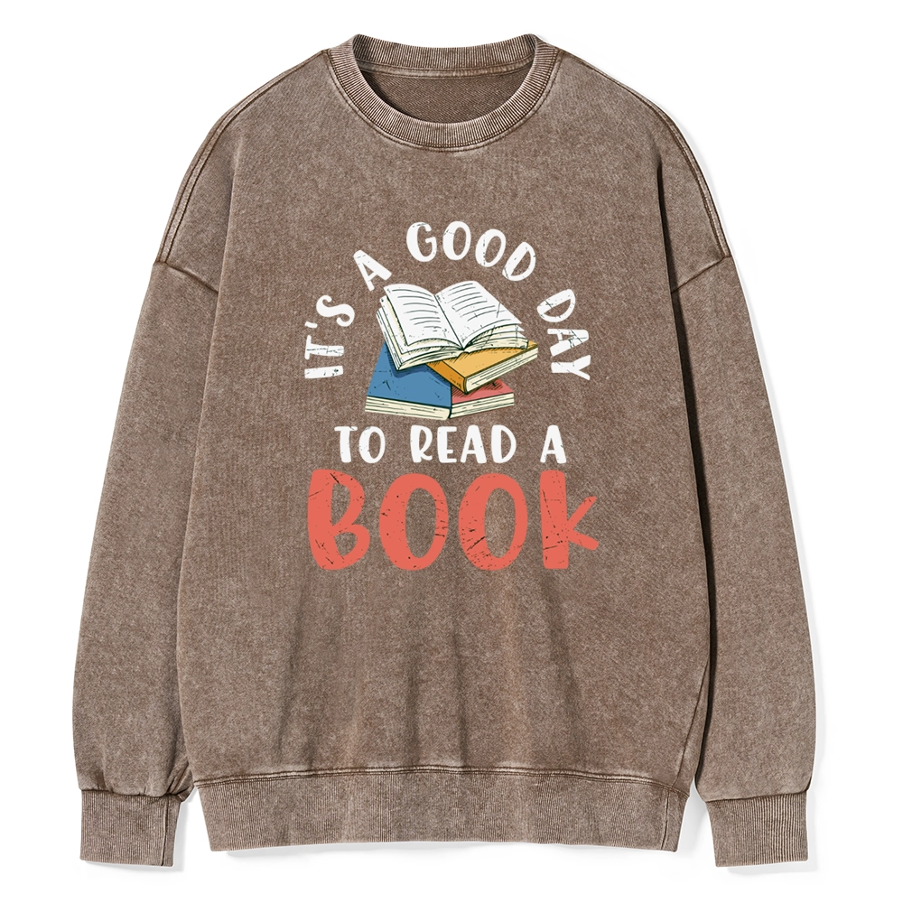 Pagewings It’s a Good Day to Read a Book Unisex Washed Sweatshirt