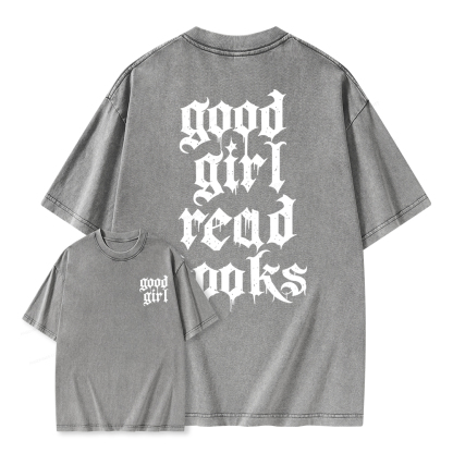 Pagewings Good Girl Read Books Unisex Washed T-shirt
