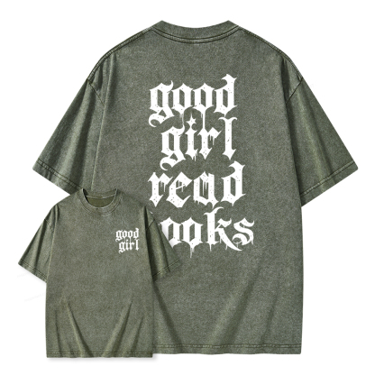 Pagewings Good Girl Read Books Unisex Washed T-shirt