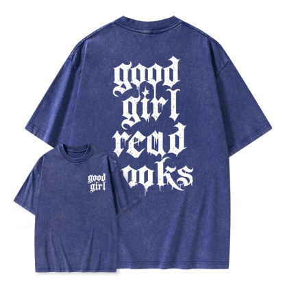 Pagewings Good Girl Read Books Unisex Washed T-shirt