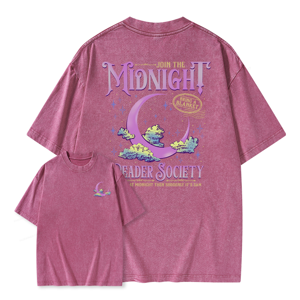 Pagewings Night Owl Reader Unisex Washed T-shirt