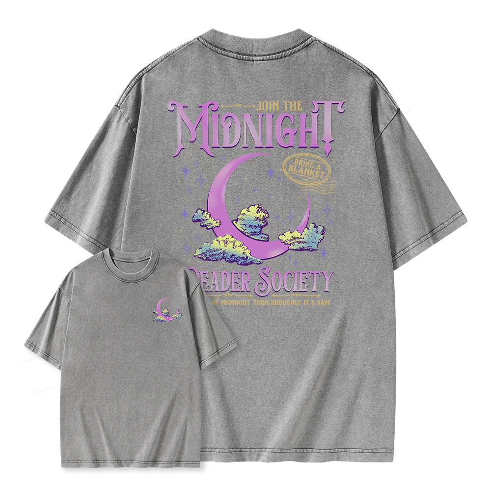 Pagewings Night Owl Reader Unisex Washed T-shirt